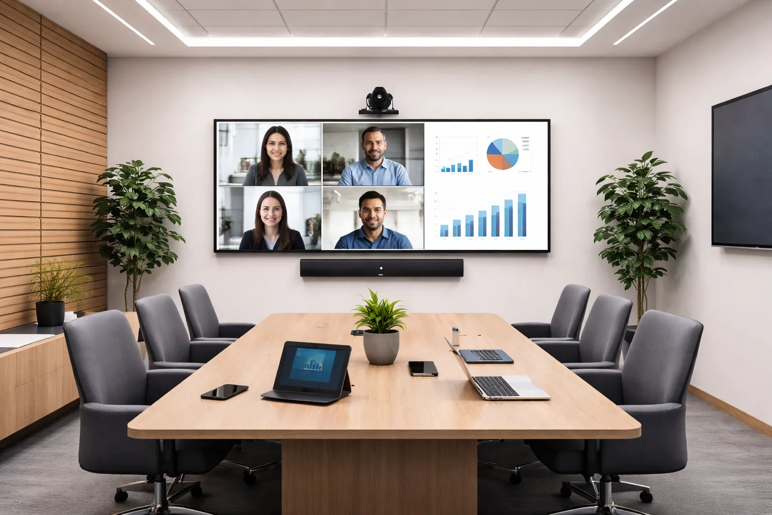 enterprise meeting room technology with display camera microphone