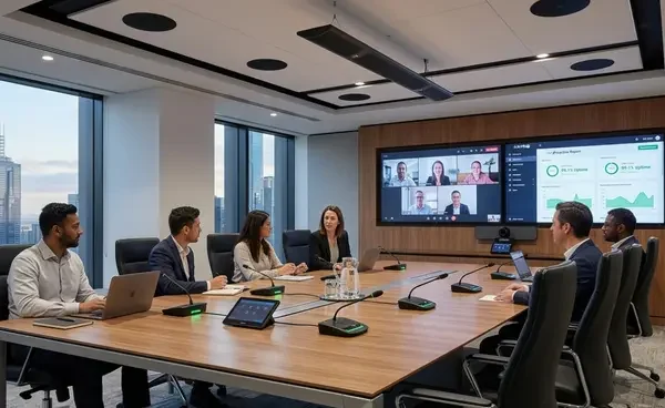 AV and UC interoperability dashboard showing real-time AV monitoring and device management across meeting rooms