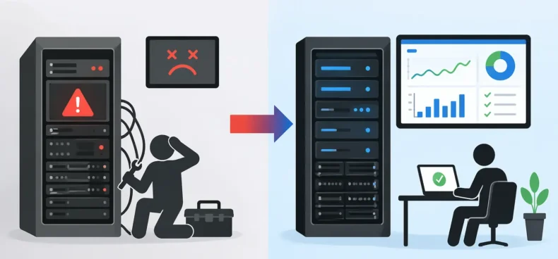 Break fix AV model vs managed AV services MSP showing proactive AV monitoring and system reliability