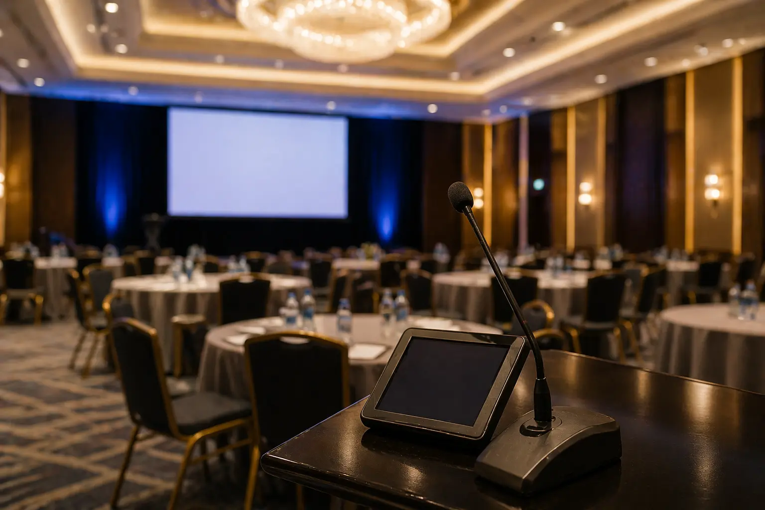 Hotel event venue with AV systems monitored through real-time dashboard