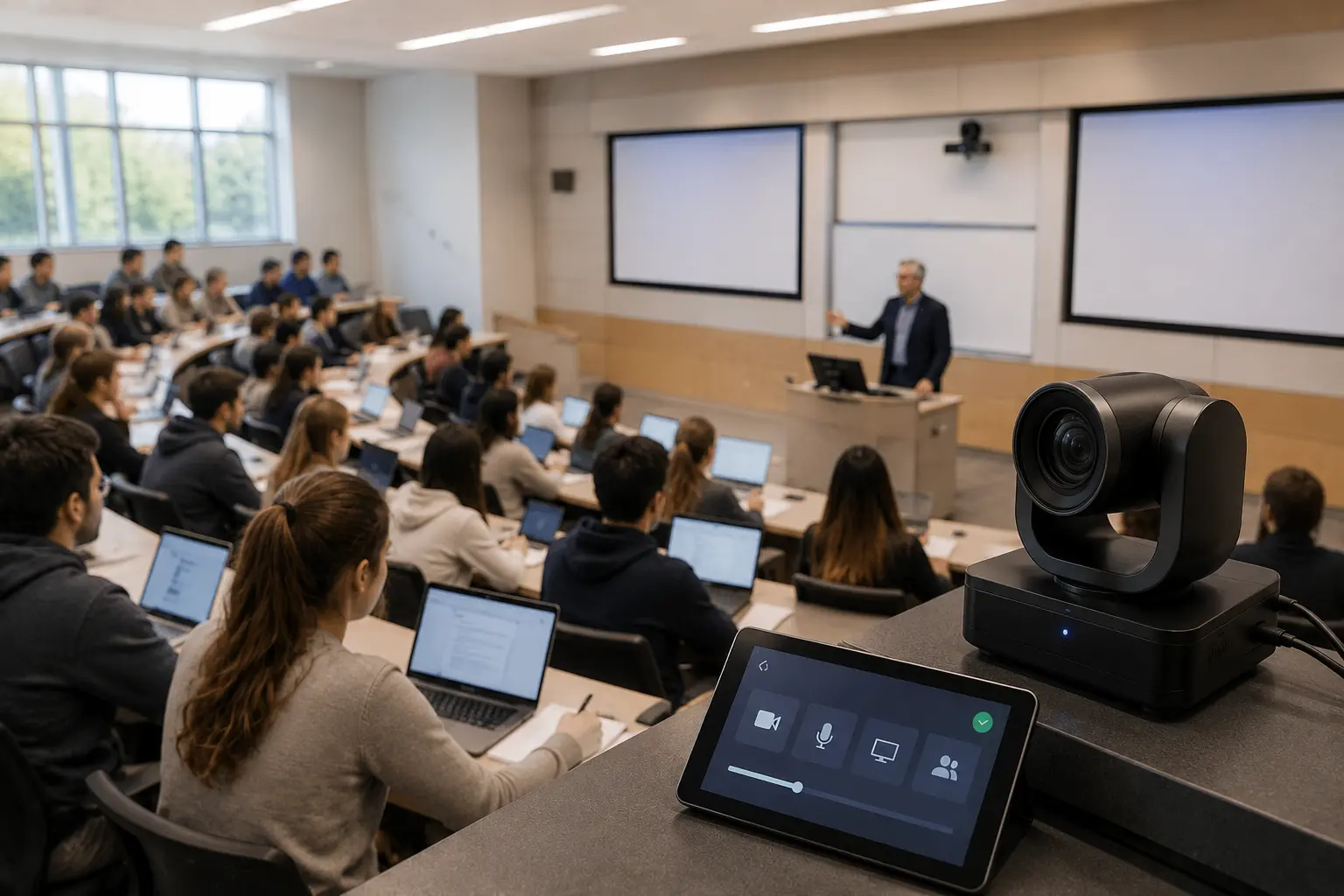 Zoom Room Monitoring dashboard supporting reliable AV performance in a modern higher education classroom