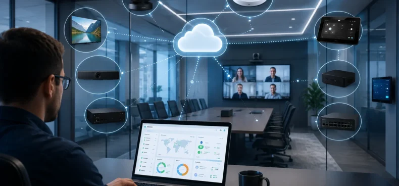 Businesses adopting cloud-based multi-vendor AV monitoring solutions in modern conference rooms